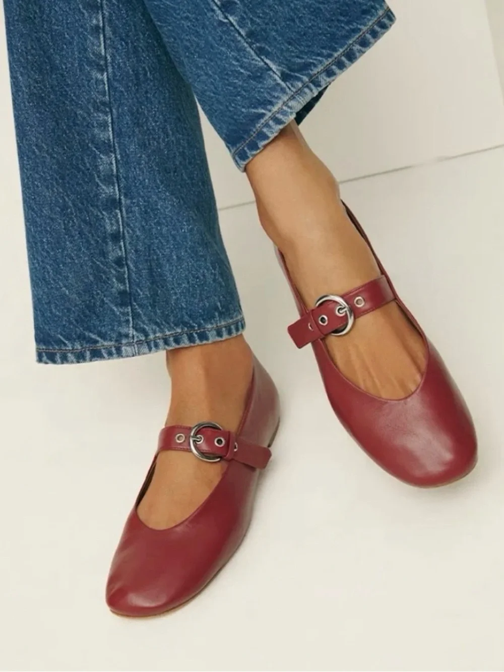 Reformation Bethany Ballet Flat Red 7.5
